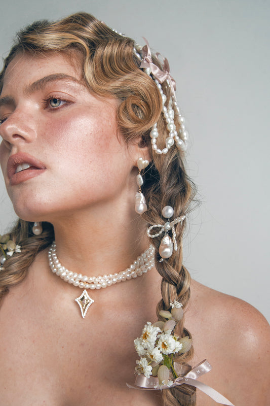 She Sparkle Triple Layer Pearl Choker